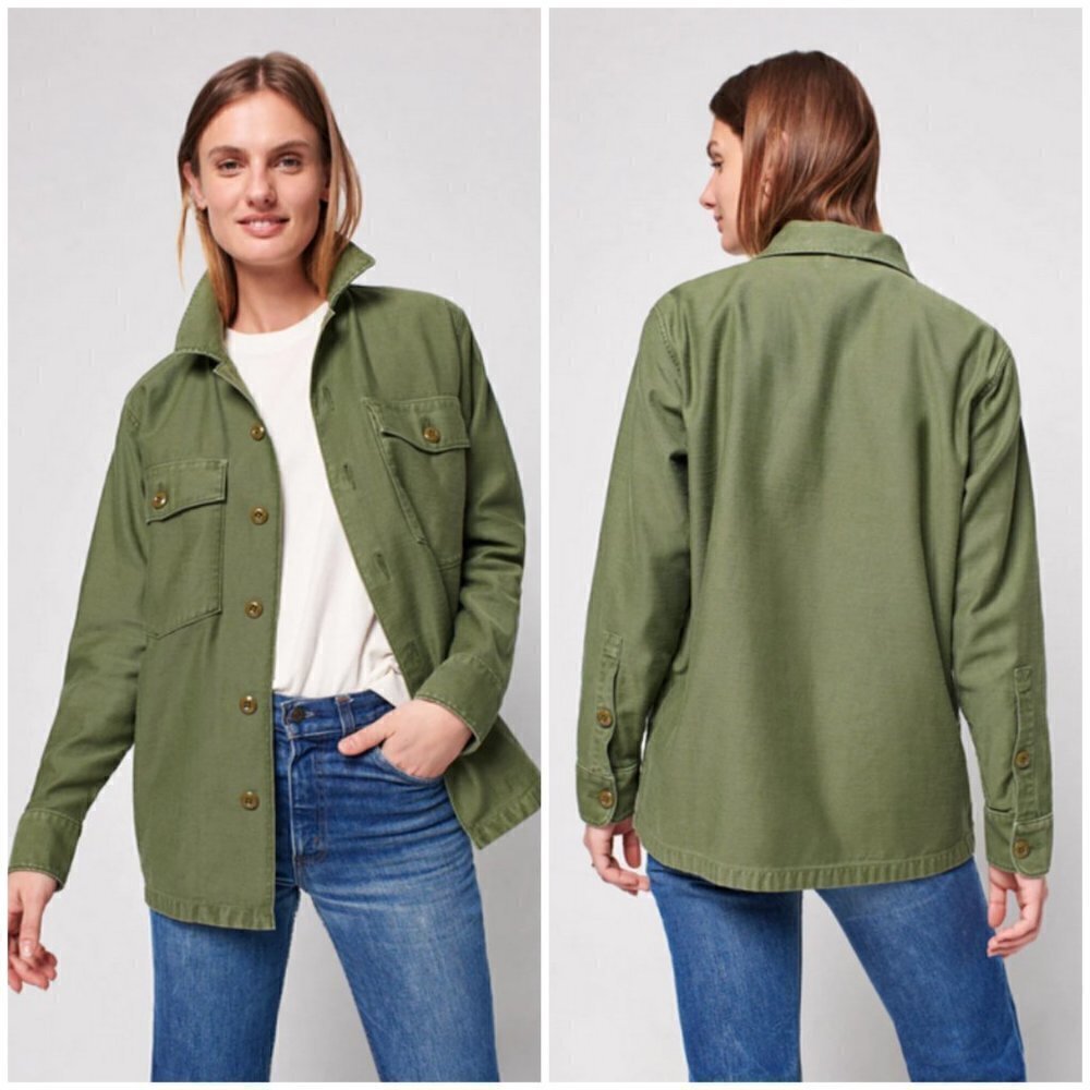 💕FAHERTY💕 Savannah Cotton Overshirt Jacket~ Fatigue Green XS NWT